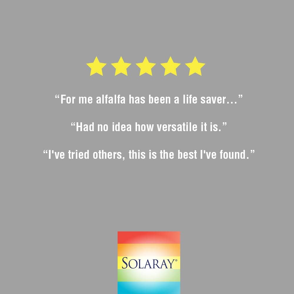 Solaray Organically Grown Alfalfa Leaf 430mg | Vitamin-Rich Superfood w/Fiber & Chlorophyll | Supports Healthy Blood, Kidneys & Digestion | 100ct: Health & Personal Care