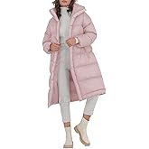 Fazortev Women's Long Puffer Jacket Stand Collar Zip Baggy Down Coats with Side Pockets Outwear