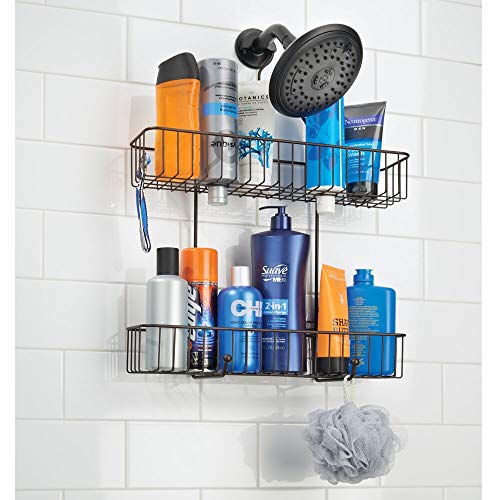 mDesign Extra Wide Metal Bathroom Tub & Shower Caddy, Hanging Storage Organizer Center with