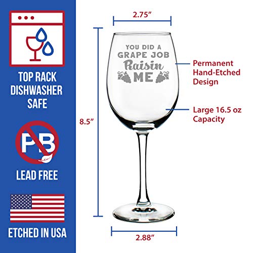 Grape Job Raisin Me | Wine Glass with Stem for Mom | Cute Funny Wine Gift Idea | Unique Personalized Glasses for Mother's Day or Birthday - Thumbnail 4