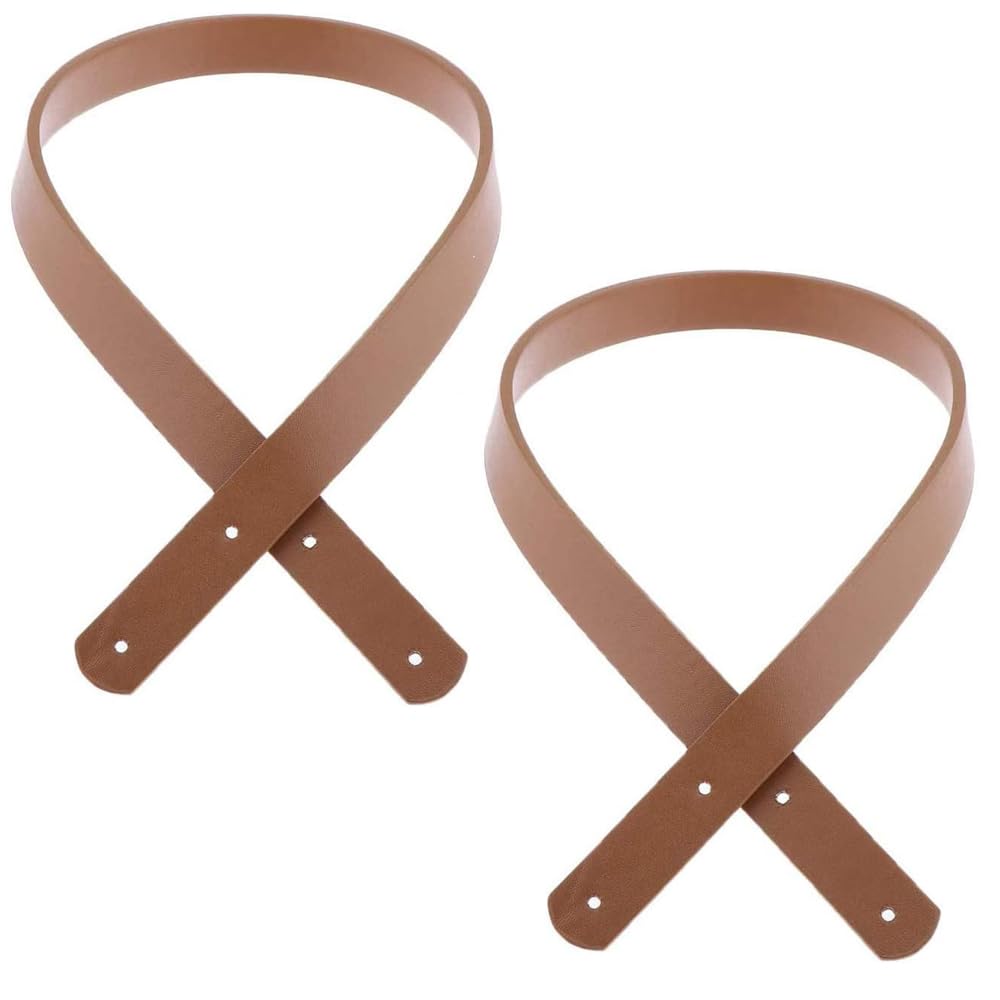 POFET 60cm Solid PU Leather Tote Bag Belt Strap Handbag Handle Replacement - A Pair (2 Pieces) - Brown