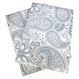 Crabtree Collection Premium Quality Set of 2 Kitchen Dish Towels 100% Cotton Absorbent Tea Towels - Classy Paisley Design - Ideal 18