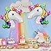 Rainbow Unicorn Balloons Birthday Backdrop – Large, Pack of 2 | Mylar Foil Balloon Decorations Supplies Kit | Great for Unicorn Themed Bday Party Favor, Baby Shower, Home Office Décor