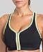 SYROKAN Women's High Impact Front Zip Wirefree Supportive Sports Bra Black & Green 36B