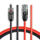BougeRV 30 Feet 10AWG Solar Extension Cable with MC4 Female and Male Connector Solar Panel Adaptor Kit Tool (30FT Red + 30FT Black)