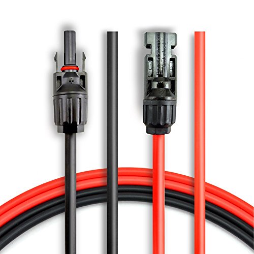 BougeRV 30 Feet 10AWG Solar Extension Cable with MC4 Female and Male Connector Solar Panel Adaptor Kit Tool (30FT Red + 30FT Black)