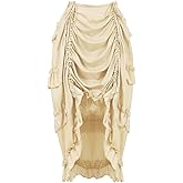 Kranchungel Renaissance Costume Pirate Skirt: Women's Steampunk Skirts Ren Faire High-Low Corset Dress for Cosplay Events