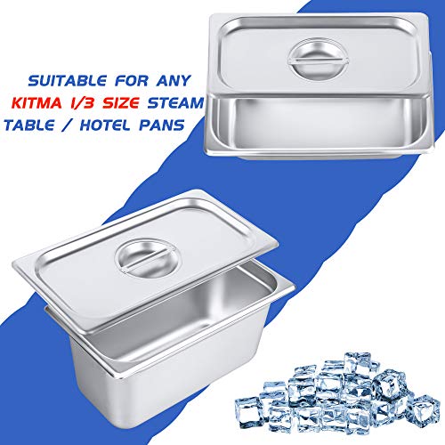 image for Kitma 1/3 Size Stainless Steel Solid Steam Table Pan Cover, Pan Lids, 