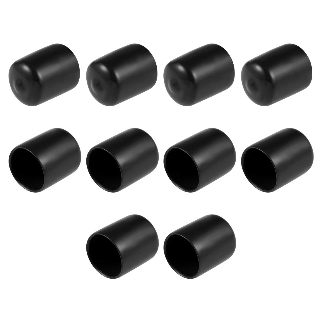 sourcing map 10pcs Rubber End Caps 20mm ID Vinyl Round End Cap Cover Screw Thread Protectors Black
