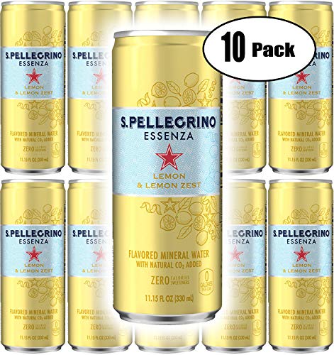 San Pellegrino Essenza Lemon & Lemon Zest, 11.15 Fl Oz Can (Pack of 10, Total of 111.5 Fl Oz)