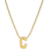 Freeunfet Initial Necklace for Women, 14k Gold Plated A-Z Letter Pendant Necklace, Personalized Tiny Dainty Box Chain Choker, Classic Simple Jewelry Gift for Her
