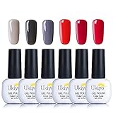 Gel Nail Polish Kit, Ukiyo Soak Off UV LED Gel Polish Multicolour Grey Pink Set Of 6pcs 8ml (#2)