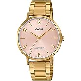 Casio LTP-VT01G-4B Women's Minimalistic Gold Tone Stainless Stel Pink Dial 3-Hand Analog Watch