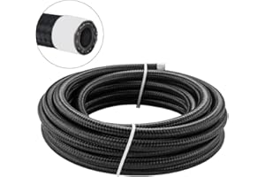 AUTOUTFIT 6AN Fuel Line, 3/8 Transmission Cooler Hose,AN6 Braided Fuel Hose Nylon CPE for Power Steering,Fuel Transmission, 10FT Black