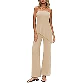 MAOECO Womens 2 Piece Sets Summer Travel Vacation Outfits 2025 Lounge Matching Sweater Set Knit Tube Tops Wide Leg Pants