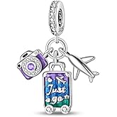 PANBUEATY JEWELRY 925 Sterling Silver Charm for Bracelets and Necklaces Travel Starry Sky and Airplane and Lipstick Universal Gift for Women Family and Friends