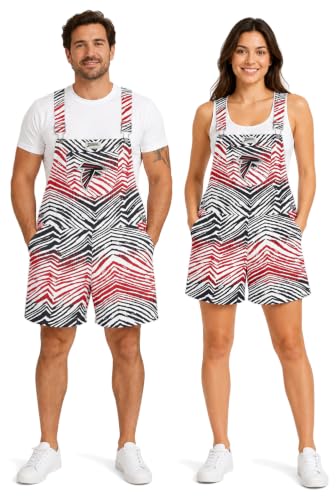 Zubaz NFL Unisex Adult Ombre Zebra Striped Shortalls Lightweight Overalls Shorts, Atlanta Falcons, XX-Large at Amazon