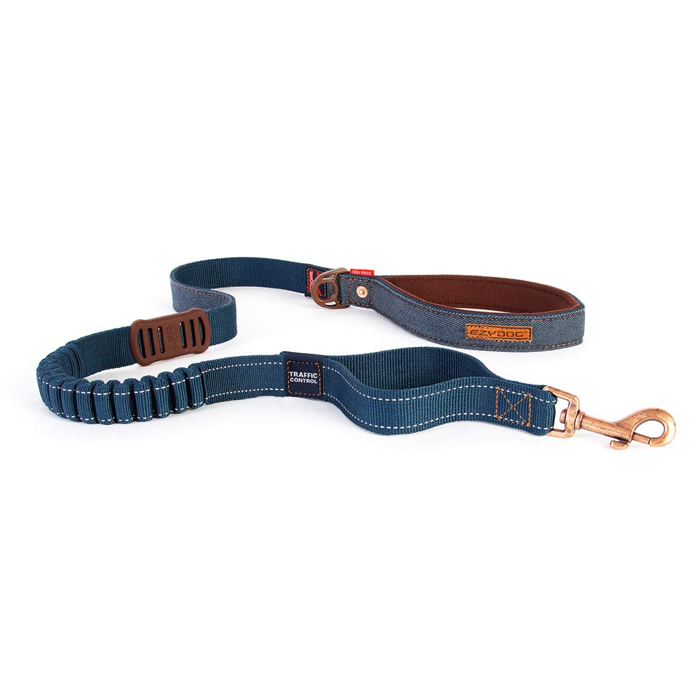 EzyDog Zero Shock Dog Lead | Shock Absorbing Traffic Control, Denim, 48 Inch