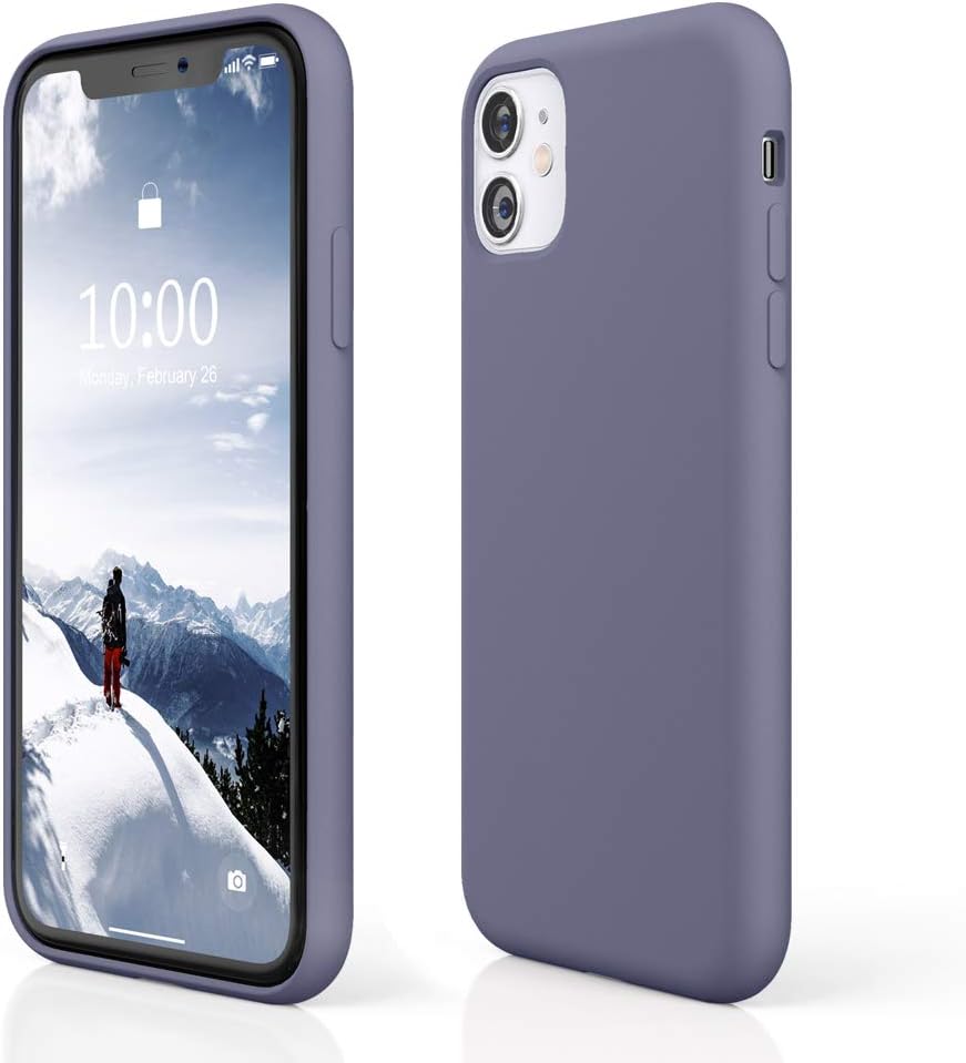PCGAGA Case for iPhone 11, iPhone 11 Silicone Case, Slim Full Body Protective iPhone 11 Case, Soft Gel Rubber Phone Case for iPhone 11 6.1", 2019 (Lavender Gray)