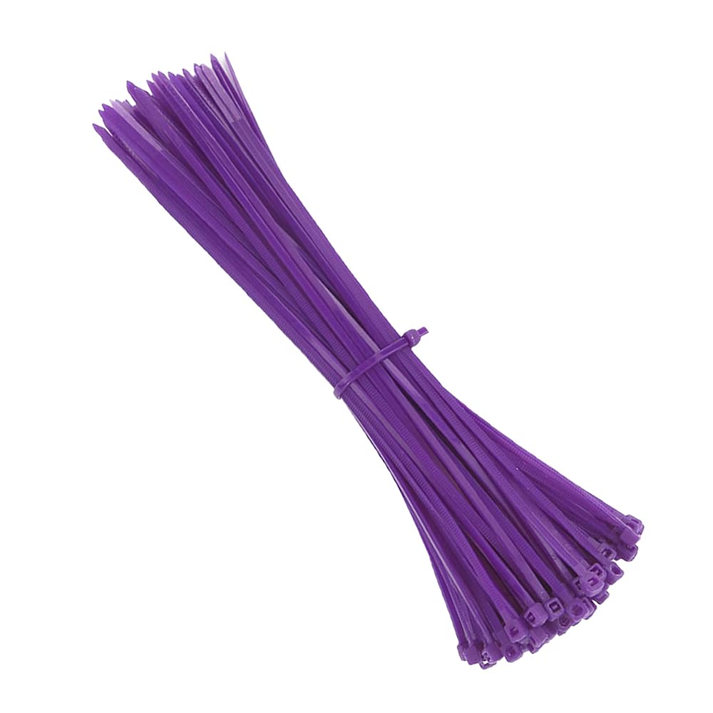KafTon Pack of 100 Purple Cable Zip Ties, UL Nylon, Perfect for PC, Bicycle Tie Wrap DIY Home Wire Vegetable Garden Office (370mm x 7.6mm) Purple