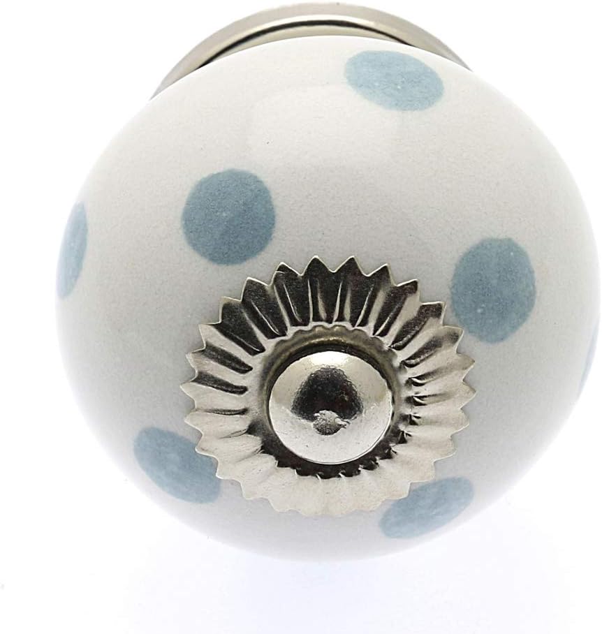 knoa Set of 8 Grey & White Ceramic Door Knobs Vintage Shabby Chic