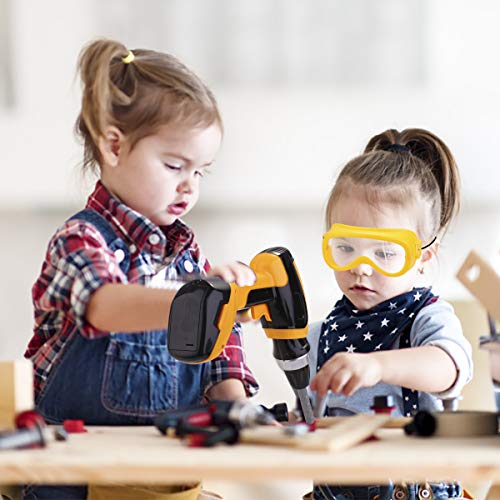 Toy Power Tool Drill, Kids Power Construction Tool Electric Drill with Goggle, Toddlers Toy Shop Tools for Boys