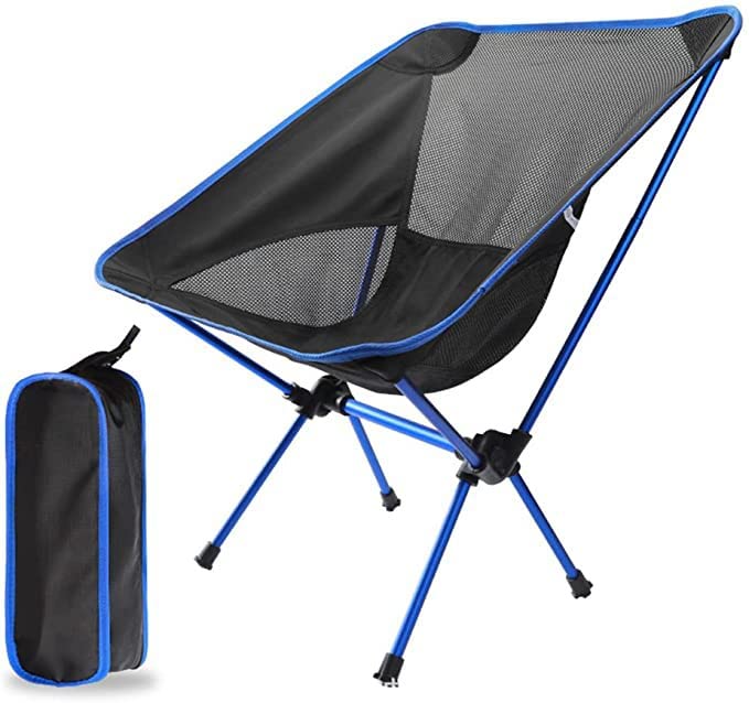 JTZXJJX Portable Outdoor Folding Chairs, Ultralight Compact Camping Chairs for Backpacking,Hiking,Beach,Travel-210lbs (Dark Blue)