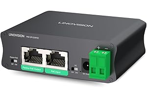 【Upgraded】 LINOVISION Industrial Gigabit 30W PoE Splitter with Switchable DC12V/24V Output and Passive PoE Output for Wireles