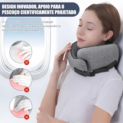 Viagem Ergonômico em Forma de U, Almofada Cervical Melhorada, Almofada Cervical de Viagem em Espuma Viscoelástica, Pescoço para Viscoelástico, Ergonômico em Forma Pescoço para Viscoelástico