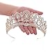 Exacoo Rose Gold Tiara for Women Queen Crown Rhinestone Headband Crystal Bride Crowns and Tiaras Hair Accessories for Prom Party Pageant Princess Wedding