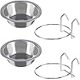 Set of 2 Stainless-Steel Dog Bowls - Cage, Kennel, and Crate Dog Bowls Hanging for Food and Water - 8oz Each and Dishwasher S