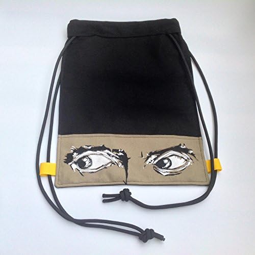 black ninja eyes sports bag/ cool teenage sports racksack bag/ vegan Drawstring Bag Backpack Swim School bag/ gift for men boys