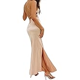 Just Quella Women's Strappy Backless Evening Party Maxi Dress with Slit