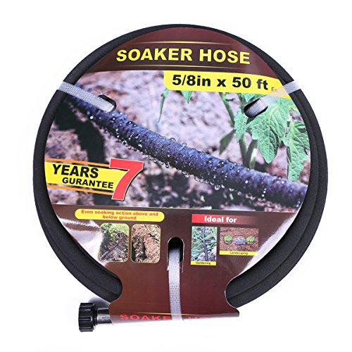 Taisia 5/8 inch Soaker Hose 50ft Lead Free Saves 70％Water Perfect Delivery of Water Great for Garden Flower Bed (5/8inch-50ft)