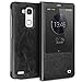 Qialino Leather Case for Huawei Ascend Mate 7,slim Flip Cover Mate 7 Case with Smart View Winodw and Sleep Wake-up Function (Black)