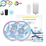 SUPERNIGHT 32.8Ft RGBW Smart LED Strip Lights Waterproof, Wireless Smartphone Controlled 560 LEDs Light Strip Kit Work with Alexa,Google Home, IFTTT, Unique Light-Jelly Bean Color