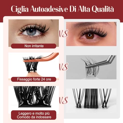 Higu clace False Eyelashes Self Adhesive Kit with Tweezers (Volume A) | Press And Go Eyelashes Without Glue And Removal, Mix 10-16mm, Easy To Use At Work, Travel, Weddings And Parties