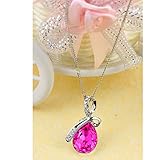 Usstore Women Lady Rhinestone Chain Crystal Pendant Necklace Jewelry Gift (Red)