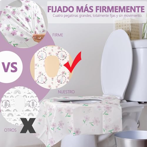 KFBGKKF 50 Piezas Tapas de Inodoro Desechables, Fundas de Toilet Seat Cover Desechables, Más Grande, para Viajes, Más Grueso e Impermeable, Paquete Individual para Viajes, Baños Públicos (50)