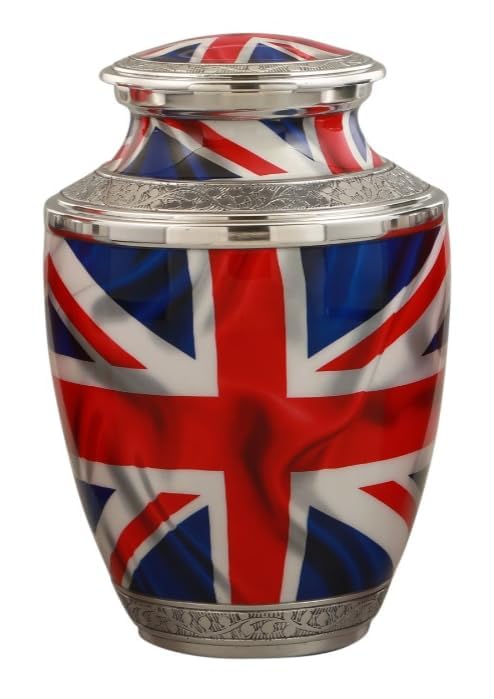 Royal Rapture Urn for ashes Cremation Memorial Funeral Love Urns decorative|Adult Human Child| Flag Design (UK Flag, 10") RJM04-04