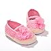 LIVEBOX Baby Girls' Crochet Knit Soft Sole Anti-Slip Mary Jane Bow Infant Prewalker Toddler Sandals (S: 0~6 months, Flower-Pink)