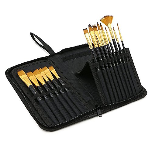 Professional Quality Synthetic and Natural Hair Brushes - Assorted Set - No Shedding or Breaking Perfect for Acrylic Watercolor & Oil Painting (15 Brushes) - Thumbnail 4