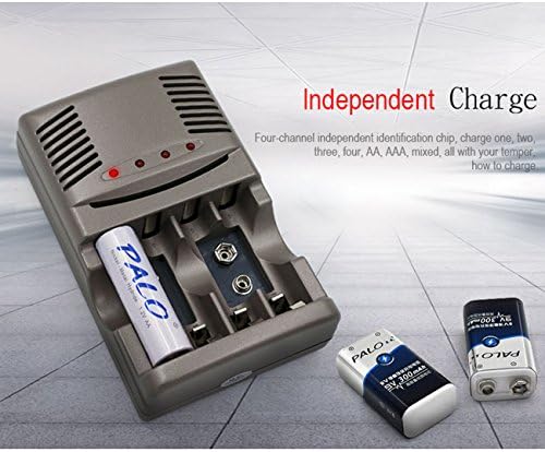 PALO Multifunction Universal Battery Charger for AA/AAA /9V NiMH Rechargeable Batteries with LED Light