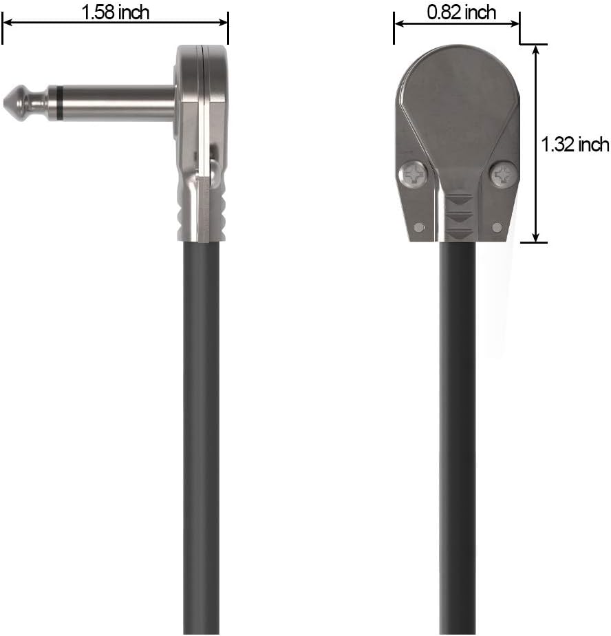 Guitar Patch Cables 1/4 inch, Ancable 2 Pack Right Angle Low profile