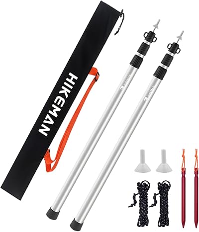 HIKEMAN Tent Poles for Tarp Awning Canopy Aluminium Adjustable 90-230cm