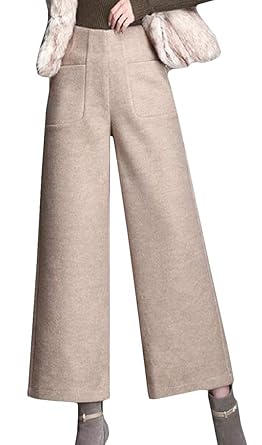 Sweatwater Women S High Rise Wide Leg Wool Blend Winter Ankle