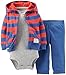 Carter's Baby Boys' 3 Piece Striped Hoodie Set (Baby) - Red