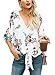 LOSRLY Women Floral Printed Tie Front V Neck Short Sleeve Chiffon Tops Summer Blouses-White S 4 6
