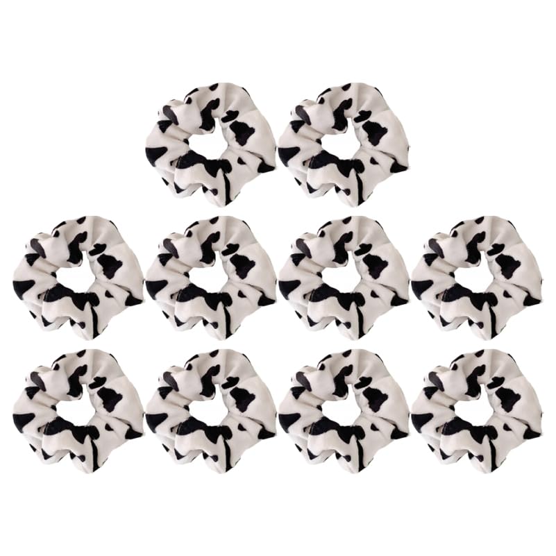 Ipetboom 10pcs Hair Ring Cow Print Scrunchie Elastic Hair Bands Scrunchy Fashion Hair Rope Patterned Scrunchies Ribbon Hair Ties Girl Scrunchies Headdress Korean Style Woman Fabric The Cow