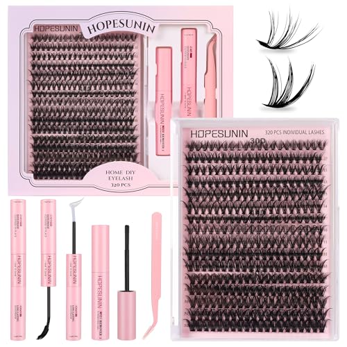 Kit De Extensión De Pestañas,Pestañas Postizas Kit Completo, Mezcla 30D 40D 50D Con Unión Y Sellado De Pestañas De Sujeción Fuerte, 1 Con 320 Pestañas Individuales, Pinzas De Pestañas En Racimo